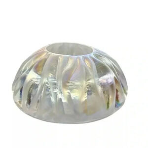 FENTON Iridescent Iceberg White Glass‎ Votive Tea Light Candle Holder Dome Shape